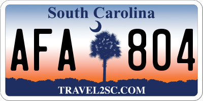 SC license plate AFA804