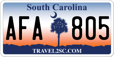 SC license plate AFA805