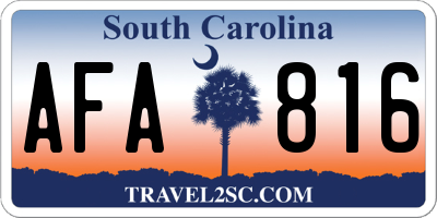 SC license plate AFA816
