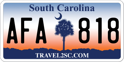 SC license plate AFA818