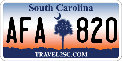 SC license plate AFA820