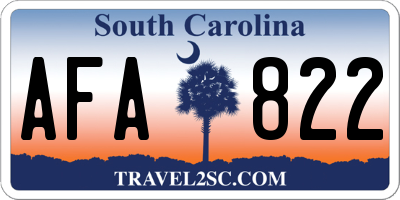 SC license plate AFA822