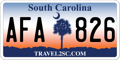 SC license plate AFA826