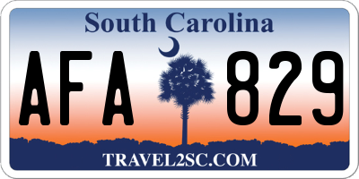SC license plate AFA829