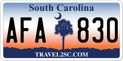 SC license plate AFA830