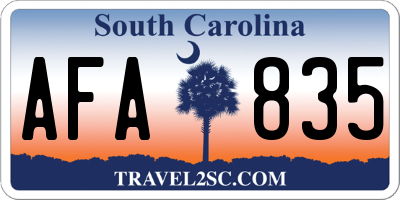SC license plate AFA835