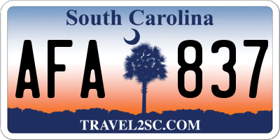 SC license plate AFA837