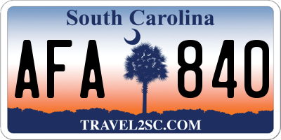 SC license plate AFA840