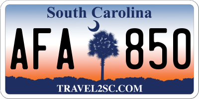 SC license plate AFA850