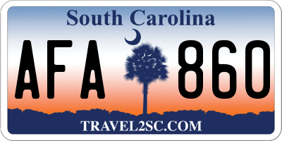 SC license plate AFA860