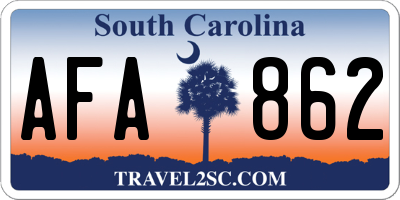 SC license plate AFA862