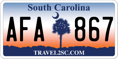 SC license plate AFA867
