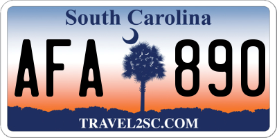 SC license plate AFA890