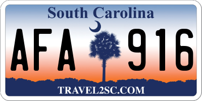 SC license plate AFA916
