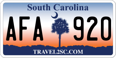 SC license plate AFA920