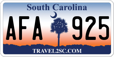 SC license plate AFA925