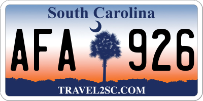 SC license plate AFA926