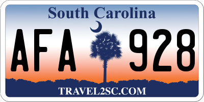 SC license plate AFA928