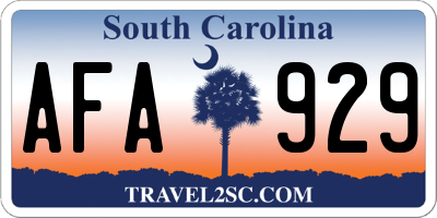 SC license plate AFA929