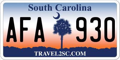 SC license plate AFA930