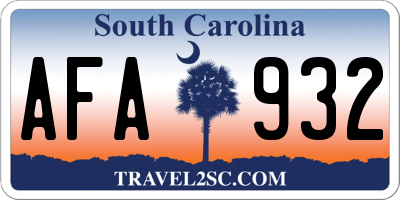 SC license plate AFA932