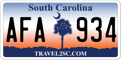 SC license plate AFA934