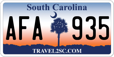 SC license plate AFA935
