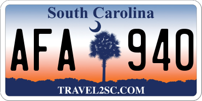 SC license plate AFA940