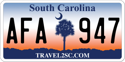 SC license plate AFA947