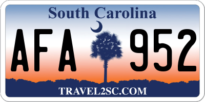 SC license plate AFA952