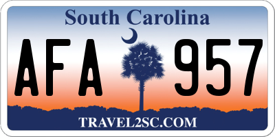 SC license plate AFA957