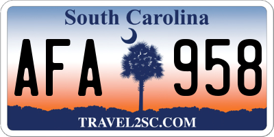 SC license plate AFA958