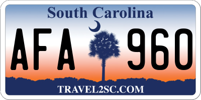 SC license plate AFA960