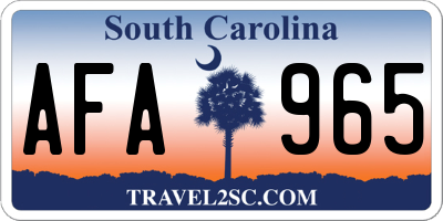SC license plate AFA965