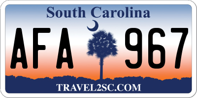 SC license plate AFA967