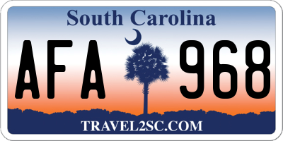 SC license plate AFA968