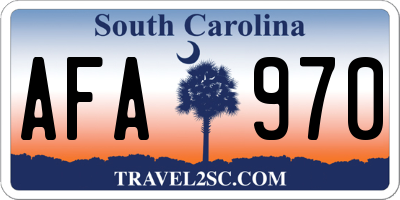 SC license plate AFA970