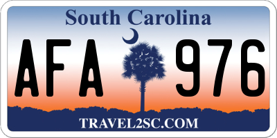 SC license plate AFA976