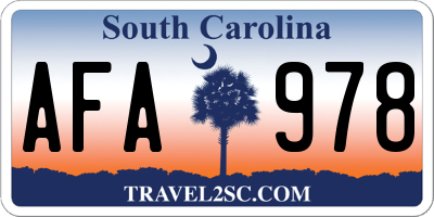 SC license plate AFA978