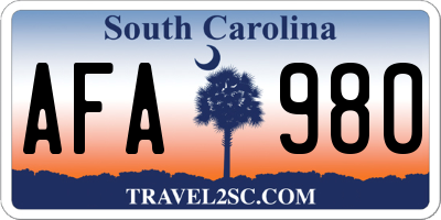 SC license plate AFA980