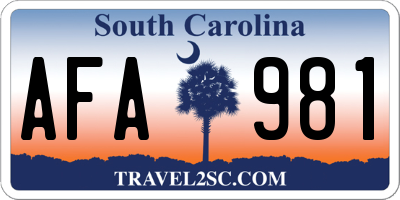 SC license plate AFA981