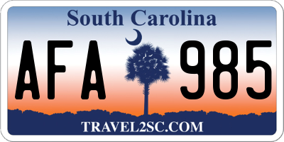 SC license plate AFA985
