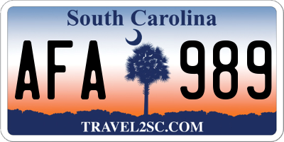 SC license plate AFA989