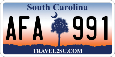 SC license plate AFA991