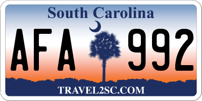 SC license plate AFA992