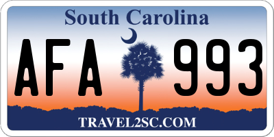 SC license plate AFA993