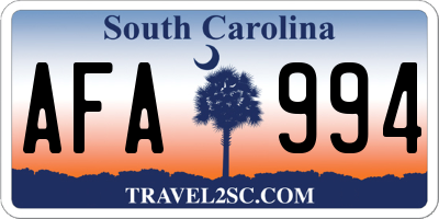 SC license plate AFA994