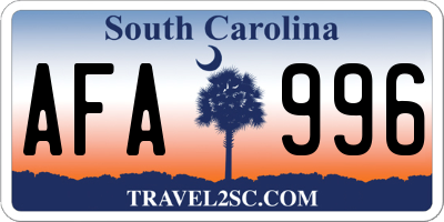 SC license plate AFA996