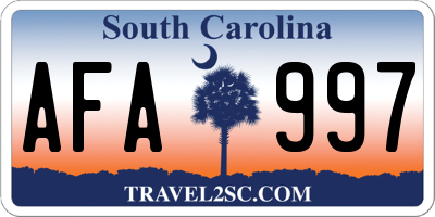 SC license plate AFA997