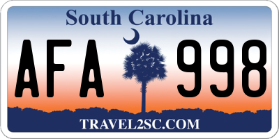 SC license plate AFA998